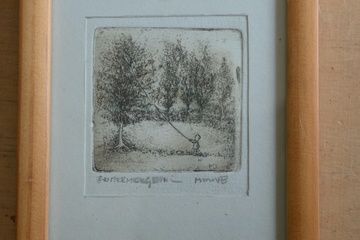 Afbeelding van Prachtige miniatuur prent: "Zomermorgen" door Minnie