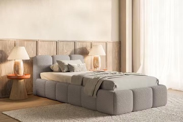 Afbeelding van Cloudy tienerbed 90x200 cm grijs-beige / greige bouclé
