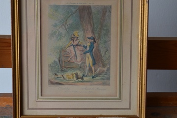 Afbeelding van Ingekleurde antieke prent: "Avant le Marriage'.