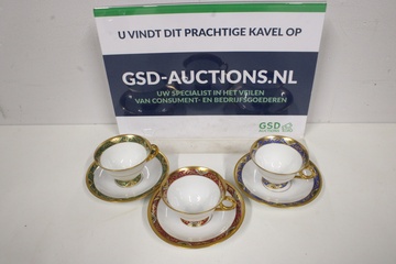 Afbeelding van 3 Paar Schumann Kopjes & Schoteltjes met Gouden Details''