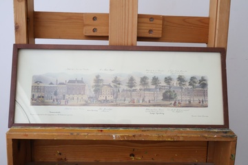 Afbeelding van Ingelijste lithografie van historische gebouwen DenHaag