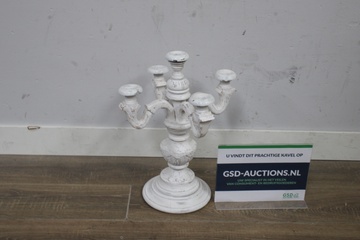 Afbeelding van Witte Brocante houten kandelaar'