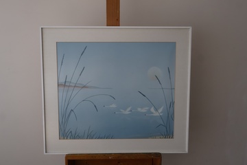 Afbeelding van Artprint van zwanen en riet'