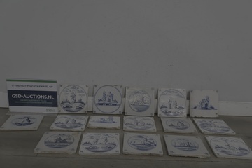 Afbeelding van Set Delfts blauwe tegels met decoraties