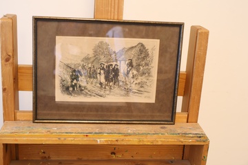 Afbeelding van Historische ets van marcherende groep met soldaten