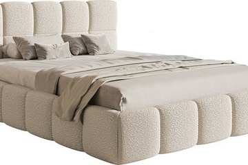 Afbeelding van Gestoffeerd bed 180x200 cm, 'Cloudy' lichtbeige bouclé
