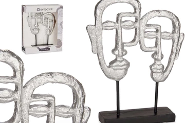 Afbeelding van 2x Ornament  dubbelzijdig gezicht zilveren/zwart (nieuwe)