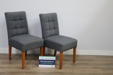Afbeelding van Set van 2 grijze gestoffeerde eetkamerstoelen'