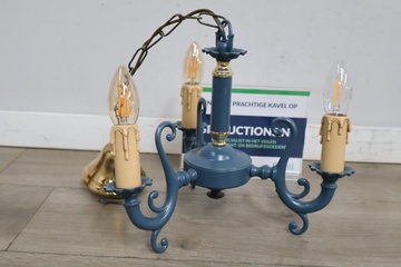 Afbeelding van Blauwe kroonluchter met 3 lampen'