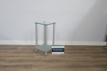 Afbeelding van Glazen bijzettafel met metalen poten