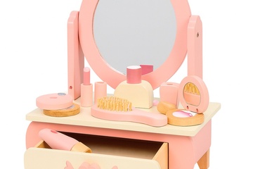 Afbeelding van Kaptafel - Make-up Tafel 8-delig - Roze/Wit - Hout - Meisjes Speelgoed