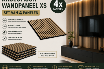 Afbeelding van Set van 4 SMALL SIZE Akoestische wandpaneel 600 * 600mm LIGHT OAK
