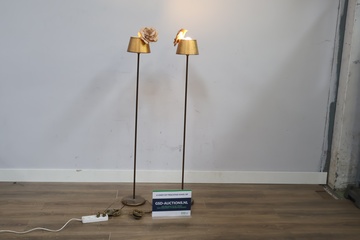 Afbeelding van Set van twee vloerlampen met gouden kap'