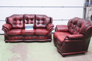 Afbeelding van Winchester leren zitmeubelset - Chesterfield-Stijl Bankstel