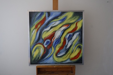 Afbeelding van Abstract schilderij in metalen lijst