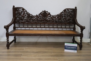 Afbeelding van Antieke 19e-eeuwse Bank - Getorste Poten - 195 cm