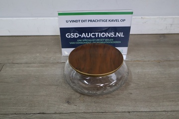 Afbeelding van Vintage glazen pot met metalen deksel''