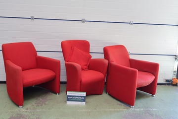 Afbeelding van Set van drie rode fauteuils van Leolux''
