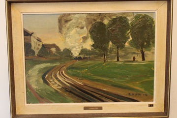 Afbeelding van Olieverfschilderij Landschap met spoorweg - Z. Baran