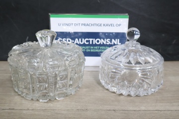 Afbeelding van Set van 2 geslepen Kristallen dekseldozen