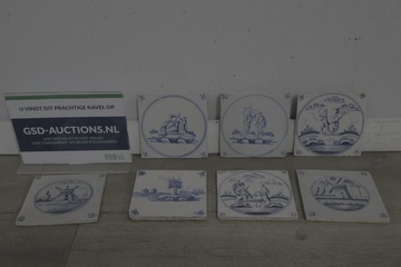 Afbeelding van Set Delfts blauwe tegels met decoraties