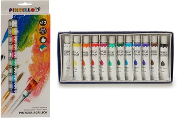 Afbeelding van Acryl hobby/knutselen verf tubes 12 kleuren