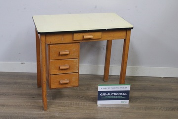 Afbeelding van Houten vintage bureau met laden