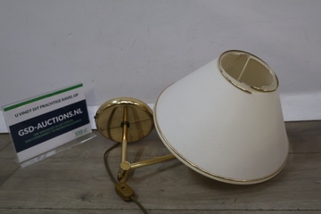 Afbeelding van Messing wandlamp met stoffen kap
