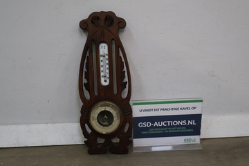 Afbeelding van Houten barometer met thermometer