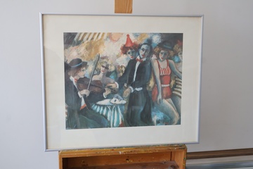Afbeelding van Ingelijste schilderij met circusfiguren - Annemarie de Groot