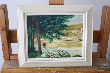Afbeelding van Ingelijst schilderij met rivierzicht