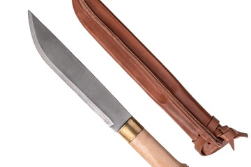 Afbeelding van Mil-Tec Fins bushcraft mes groot 24cm met schede van leer