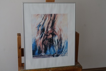 Afbeelding van Ingelijste aquarel schilderij gymnastiek - v/d Born