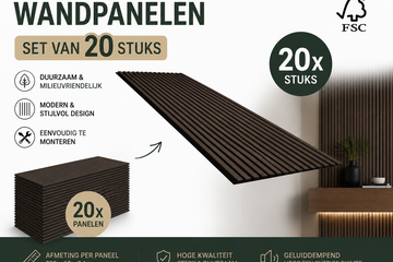Afbeelding van Set van 20 Akoestische wandpanelen 2700 * 600 mm EBONY