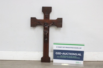 Afbeelding van Houten kruis met Jezus figuur