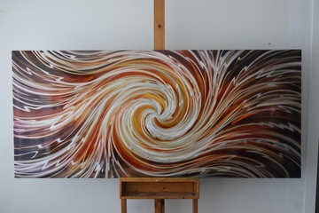 Afbeelding van Abstract houten schilderij met spiraalpatroon