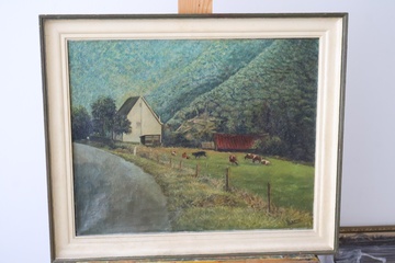Afbeelding van Olieverfschilderij Berglandschap - G. Laros