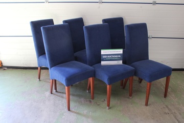 Afbeelding van Set van zes blauwe eetkamerstoelen'