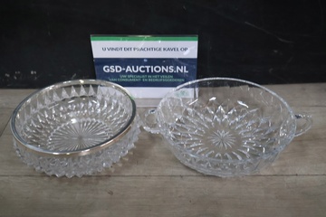 Afbeelding van Set van 2 Vintage Kirstallen Schalen''
