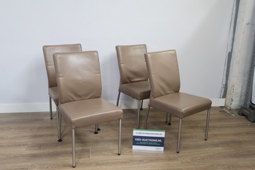 Afbeelding van Set van 4 taupekleurige eetkamerstoelen'