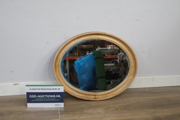 Afbeelding van Ronde spiegel met houten lijst