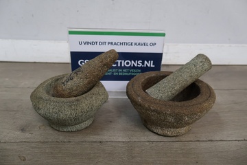 Afbeelding van 2 Sets stenen vijzels met stampers