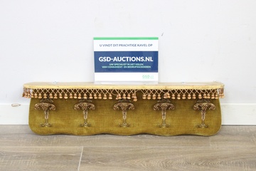 Afbeelding van Vintage Wandkapstok met 5 metalen haken en franjes