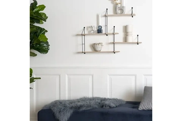 Afbeelding van Wandplank Naturel - Set van 4 - Metaal & Hout'