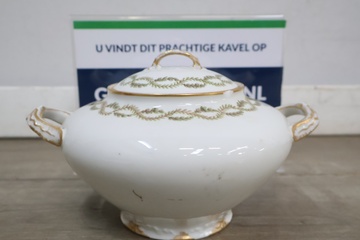 Afbeelding van Porseleinen dekschaal met gouden en groene details