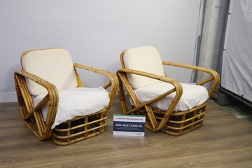 Afbeelding van Set van 2 Vintage Paul Frankl bamboo armchairs, 1950s