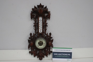 Afbeelding van Houten barometer met thermometer