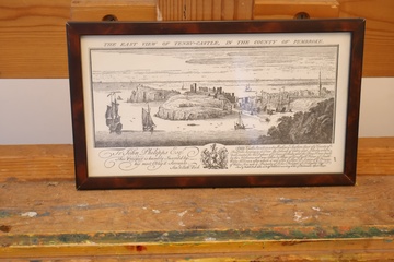 Afbeelding van Ingelijste gravure Tenby-Castle in Pembroke