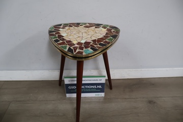 Afbeelding van Driehoekige plantenstandaard met messing rand - Vintage
