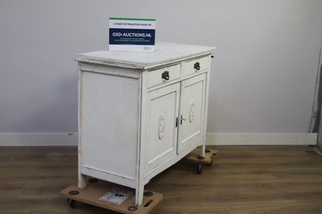 Afbeelding van Antiek houten Commode kast met marmeren blad